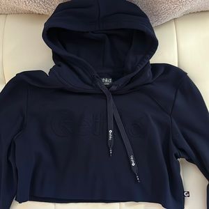 Ethika raw hem crop navy hoodie